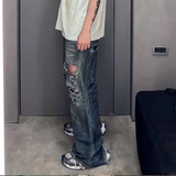 frayed damaged hole baggy wide leg jeans for men and women streetwear casual ropa hombre denim trousers oversized cargo pants unique cargo style 305