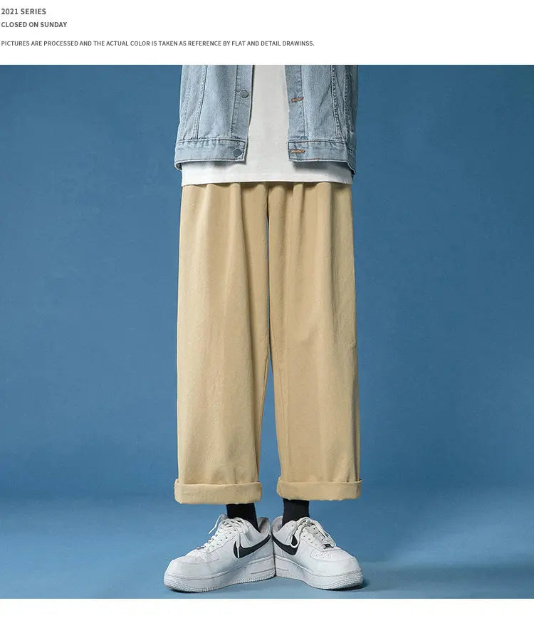 cotton casual pants men fashion oversized wide leg pants men streetwear hip hop loose straight pants mens vintage trousers m 3xl unique default style 3786