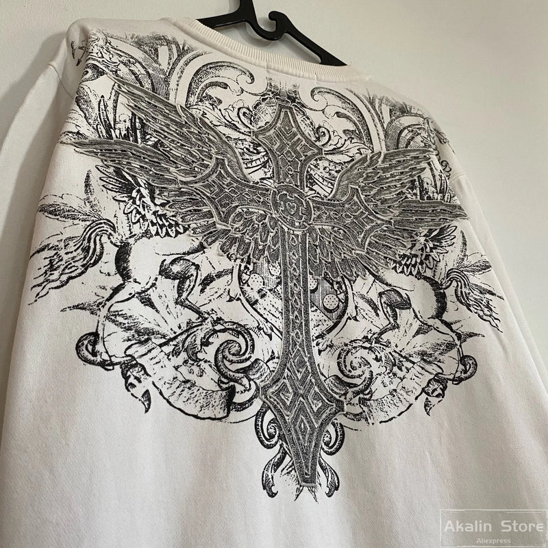Urban Streetwear T-Shirt – Flame Stack Quote Design Y2K