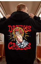 Goth Funny Finger Crossed Graphic Print Men Hoodies Casual Y2K Streetwear