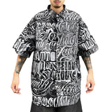 Hip Hop Shirt Streetwear Mens Hawaiian Shirts Harajuku Letters Printed New Summer Casual Beach Short Sleeve Loose Tops Shirts