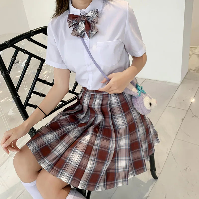 Jk Uniforms Gyaru School Uniform for Girl Student Pleated Skirt Uniform Set Women Short Sleeve Bow Tie Seifuku Japanese Style