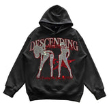 y2k vintage pullover hoodie long sleeve sweatshirt high street hip hop punk hot rhinestone glittery oversize clothes go school