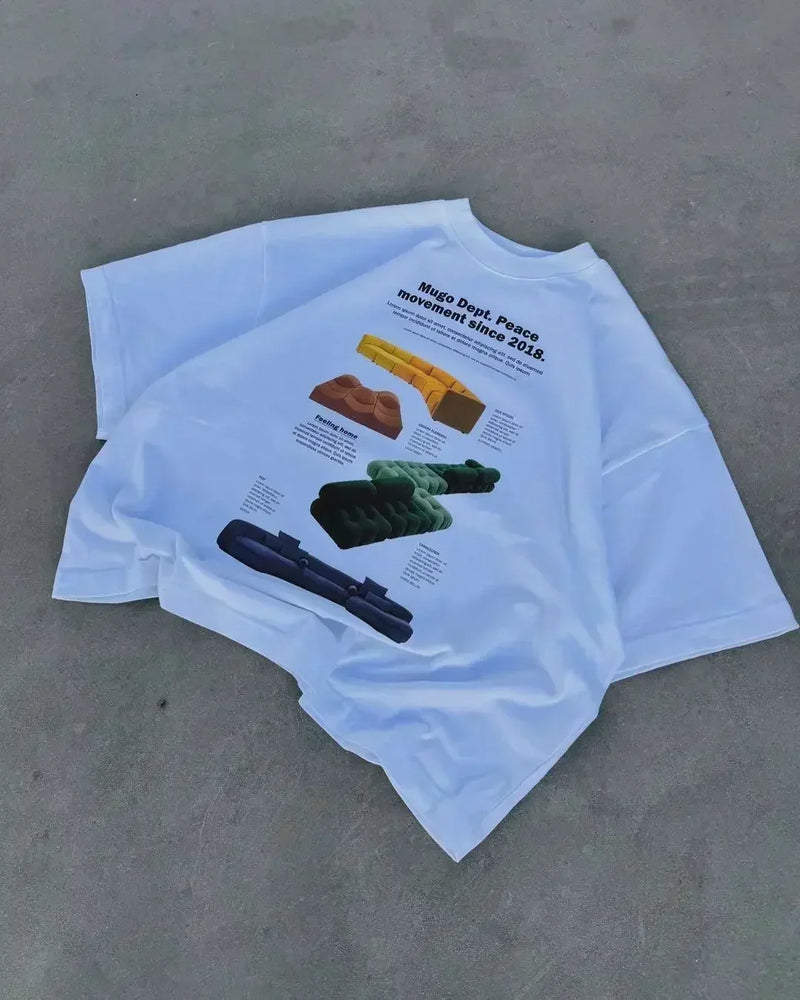 Vaporwave Static Tee – Emoji Field Graphic with Glitch Font