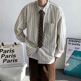 2023 Summer New Fashion Striped Shirt Men's Long-sleeved Korean Version Loose Shirt Versatile Casual Jacket Boutique Clothing
