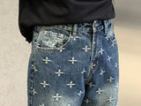 autumn winter new trendy brand jacquard jeans men high street hiphop casual fashion loose denim jeans pants boyfriend trousers unique jeans style 2953