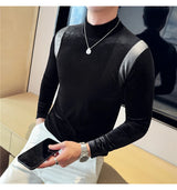 Trapwear Graphic tee – Turtleneck Stretch Slim Fit T Shirt Men Long Sleeve Thicken
