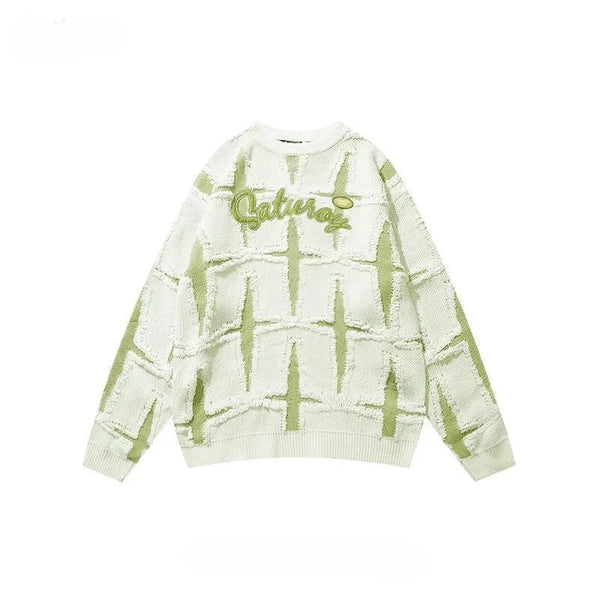 varsity knit sweater with retro streetwear styling for fall and winter outfits, ideal for men’s fashion and seasonal streetwe