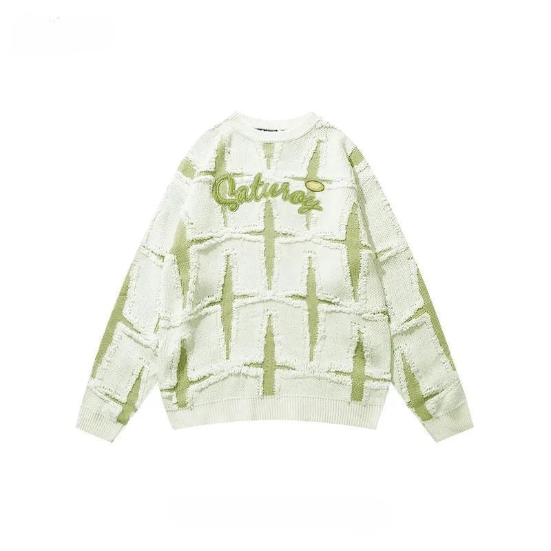 varsity knit sweater with retro streetwear styling for fall and winter outfits, ideal for men’s fashion and seasonal streetwe