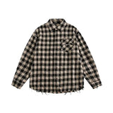 japanese college mens sets rough edge embroidery plaid shirt jackets big pocket retro cargo pants 2 pcs 2024 new casual suits unique cargo style 4454