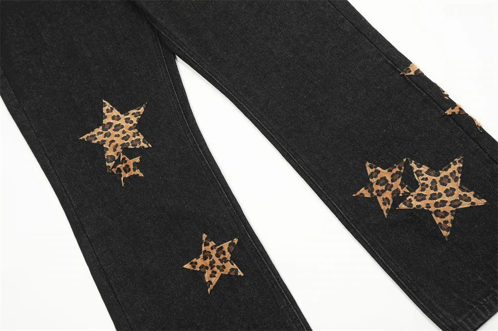 black baggy jeans men star patchwork straight denim pants fashion jeans male streetwear hip hop y2k loose trousers unique jeans style 833