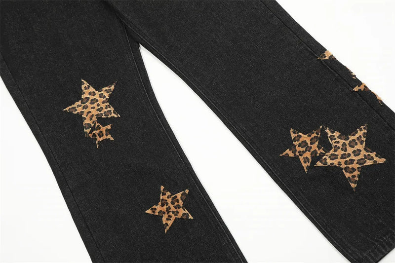black baggy jeans men star patchwork straight denim pants fashion jeans male streetwear hip hop y2k loose trousers unique jeans style 833