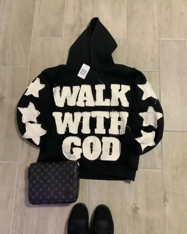 Street Y2K New Letter Patch Fleece Padded Warm Hoodie Women Harajuku C