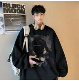 Mens Oversized Love No Watting Letter Graphic Sweatshirts 2025 Korean