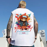 Vaporwave Angelcore design – New Hip Hop Fashion Graffiti Bear Print Tank Tops Mens Cloth