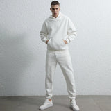 rainbowtouches quality pure cotton 2 piece couple hoodie solid color hip hop casual sportswear pullover mens pants plush clean everyday pants