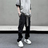 fashion casual hip hop joggers side button trousers elastic waist drawstring track sweatpants new cargo streetwear mens pants urban active pants