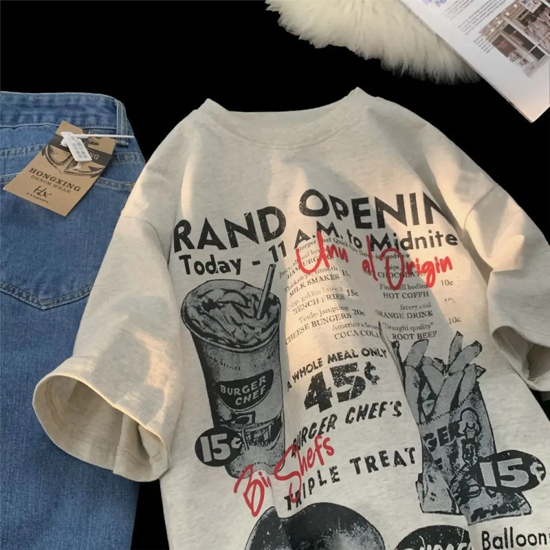 Harajuku Oversized shirt – American Street Hip Hop Men And Women Trendy Letter Print Ro
