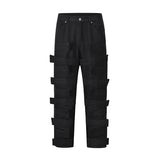 fashion velcros denim jean pants streetwear mens new casual hip hop streetwear tactical straight trousers joggers men y2k pants unique joggers style 3673