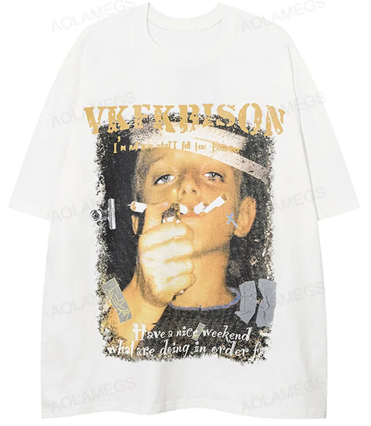 Cyberpunk Broken heart – Mens Hip Hop Oversized T Shirt Streetwear Cartoon Cool Boy G