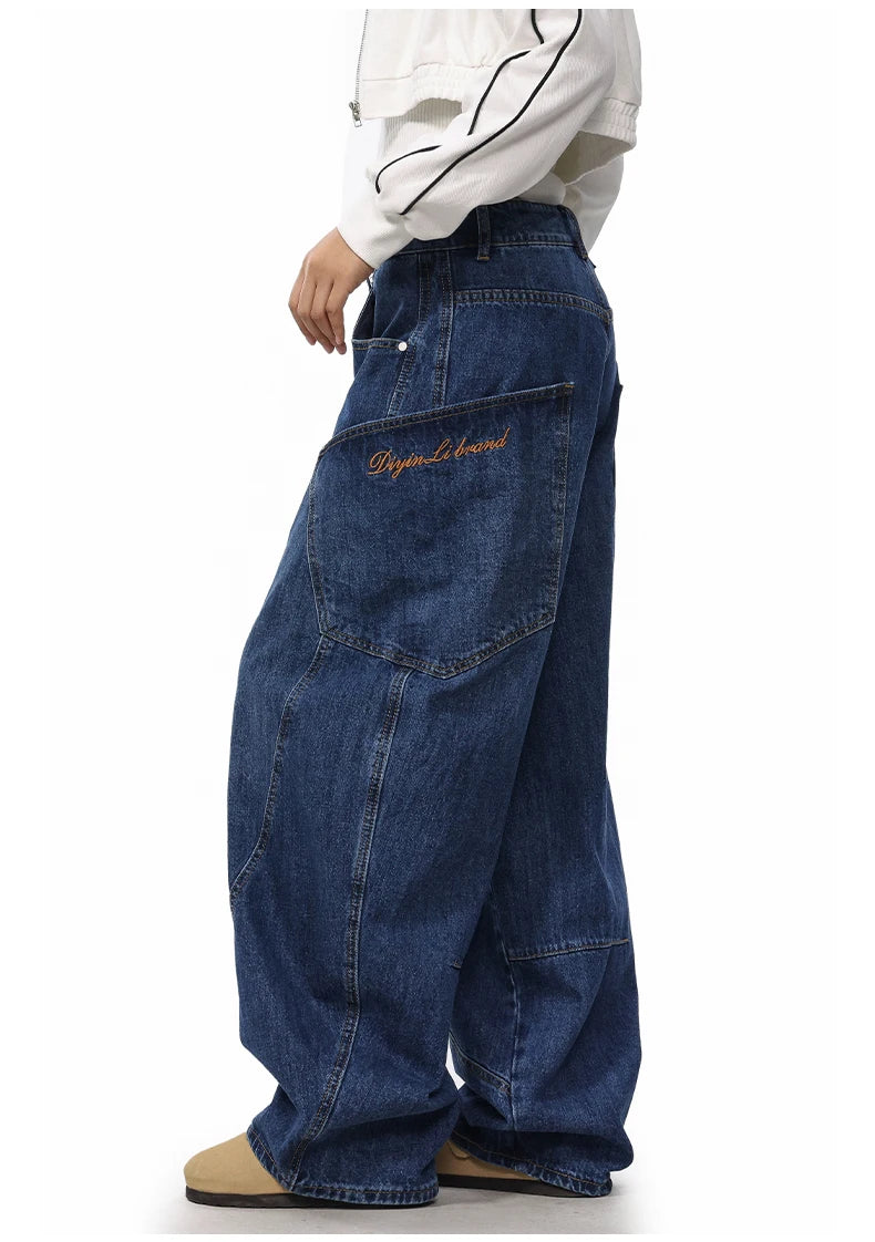 men women streetwear fashion vintage loose casual wide leg denim cargo baggy jeans pants cityboy harem trousers unique cargo style 1399