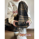 autumn plaid pants men oversized fashion retro casual pants men streetwear hip hop loose wide leg pants mens vintage trousers relaxed fit trousers