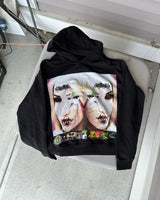 Y2K American Street Fashion Anime Letter Graffiti Print Oversized Hood