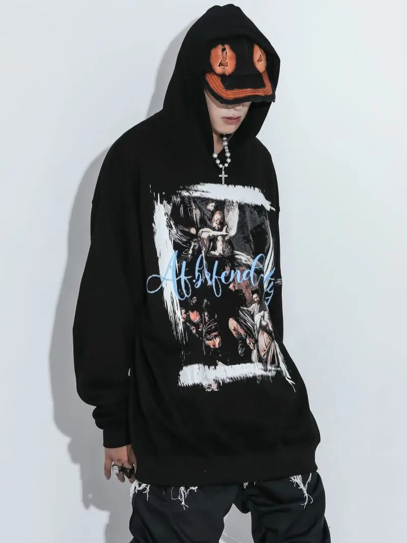 anime angelcore design featuring rainbowtouches hoodie men high street retro letter printing pattern hip hop harajuku women loose coat unisex superior quality