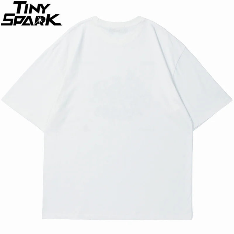 Grunge Vintage t-shirt – Hip Hop Men Streetwear T Shirt Japanese Kanji Animals Print