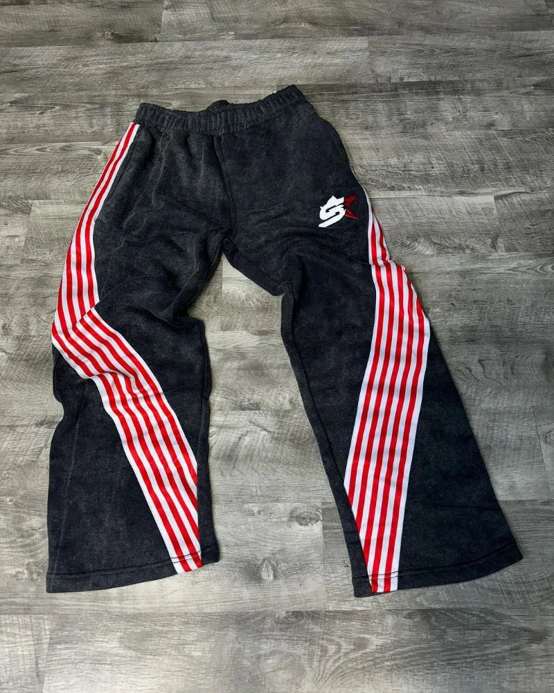 american high street fashion loose casual trousers women y2k letter stripes retro versatile oversized wide leg pants men relaxed fit trousers