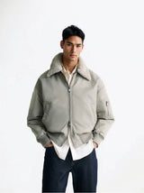 leather varsity coat, fall winter style, men's streetwear fashion, oversized urban jacket, high quality cold-weather coat