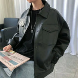 2023 Autumn New Leather Clothing Men Tooling Jacket Fashion Loose Motorcycle Clothing PU Leather Jacket Boutique Clothing