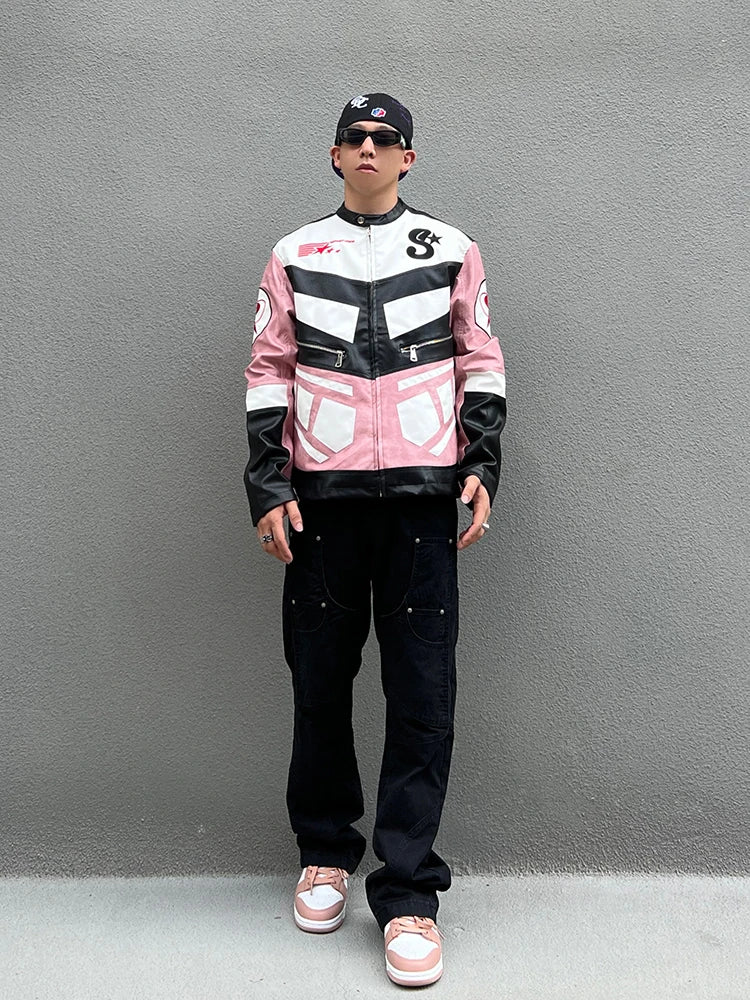 racing jackets fashion letter embroidery patchwork zipper jacket coats men hip hop pu lether outerwear casual streetwear nan  - variant style ffa241 for streetwear fashion