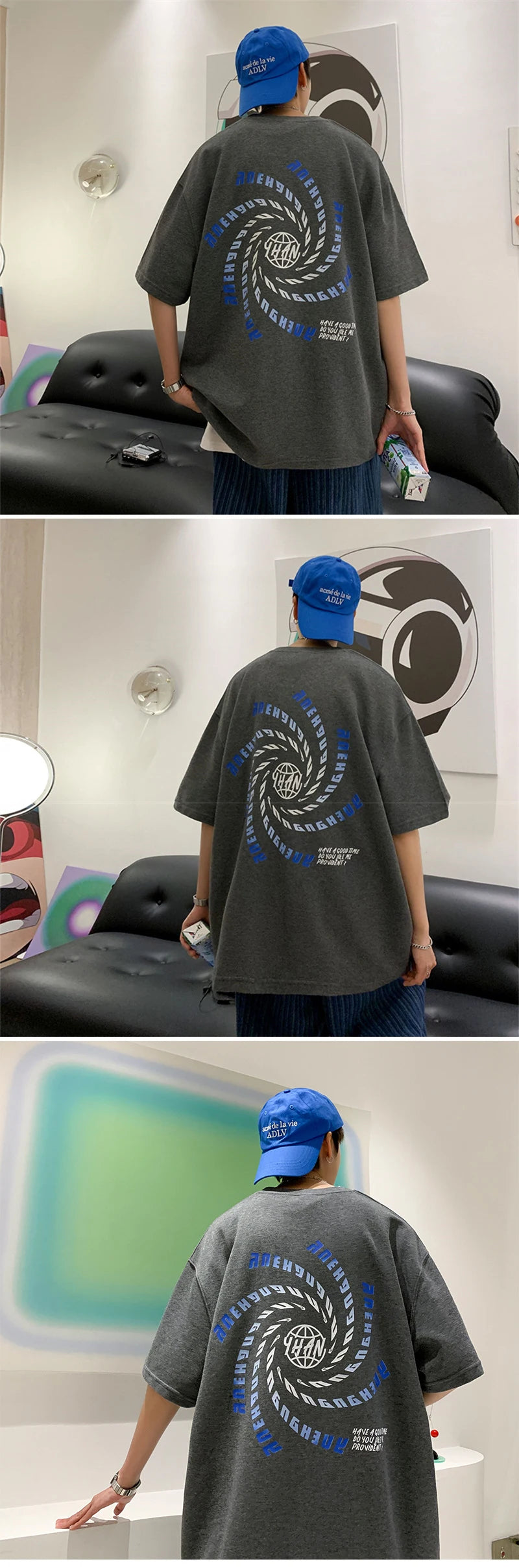 Harajuku Graphic tee – Goth Letter Printed T Shirt Hombre Hip Hop Fashion Crewneck