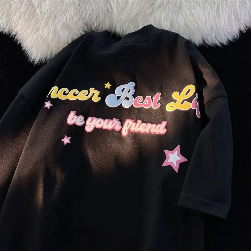 Gothic Streetwear – Harajuku Japanese Cartoon Flying Stars Cute Graphic T Shirts – Modern Streetwear for Everyone