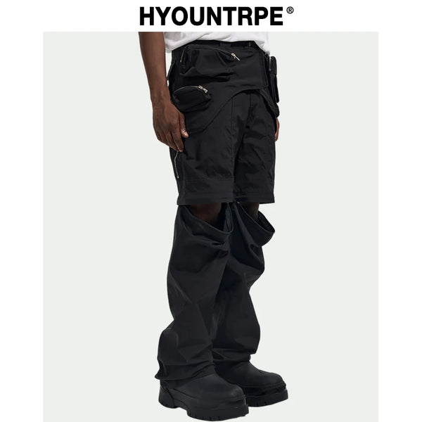 fashion detachable pants streetwear mens new casual hip hop streetwear cargo pocket tactical trousers straight joggers men pants casual joggers