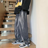 2023 autumn new fashion jeans men korean version loose straight trousers all match boutique clothing simple style unique jeans style 4015