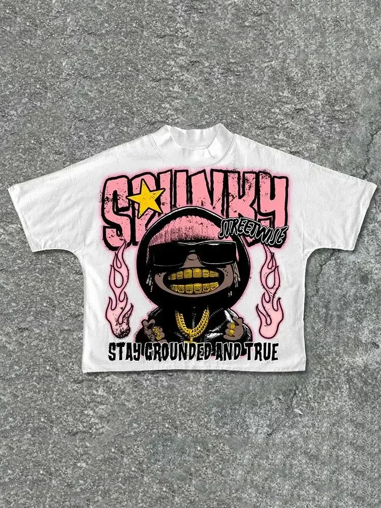 Sadcore Streetwear – Harajuku Astronaut Graphic T Shirts Oversized Y2K Tops 100 C – Edgy Streetwear for All Genders