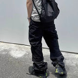 functional multi pockets overalls pantalones hombre baggy mens black cargo pants y2k streetwear loose baggy trousers oversized unique cargo style 888