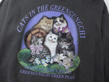 Vintage Hoodie Streetwear Hip Hop Retro Cats Print Hooded Sweatshirt M