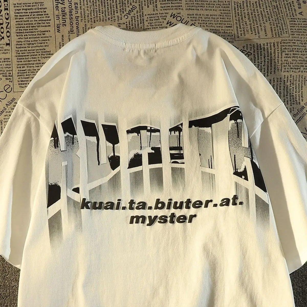 Y2k Aesthetic piece – American Retro High Street Pure Cotton Short Sleeved T Shirt