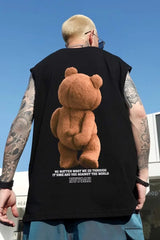 Trapwear Tribal flames – 2024 New Funny Bear Printed Vest Men Hip Hop Streetwear T-Shirt