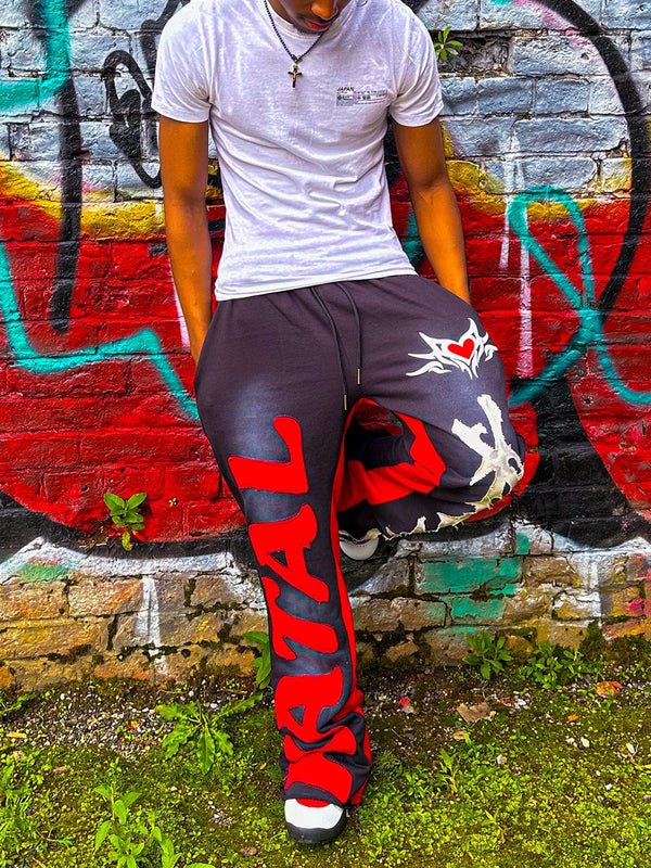 y2k sanitary pants casual pants elastic straight leg pants letter patchwork streetwear hip hop rap street dance matching pants relaxed fit trousers