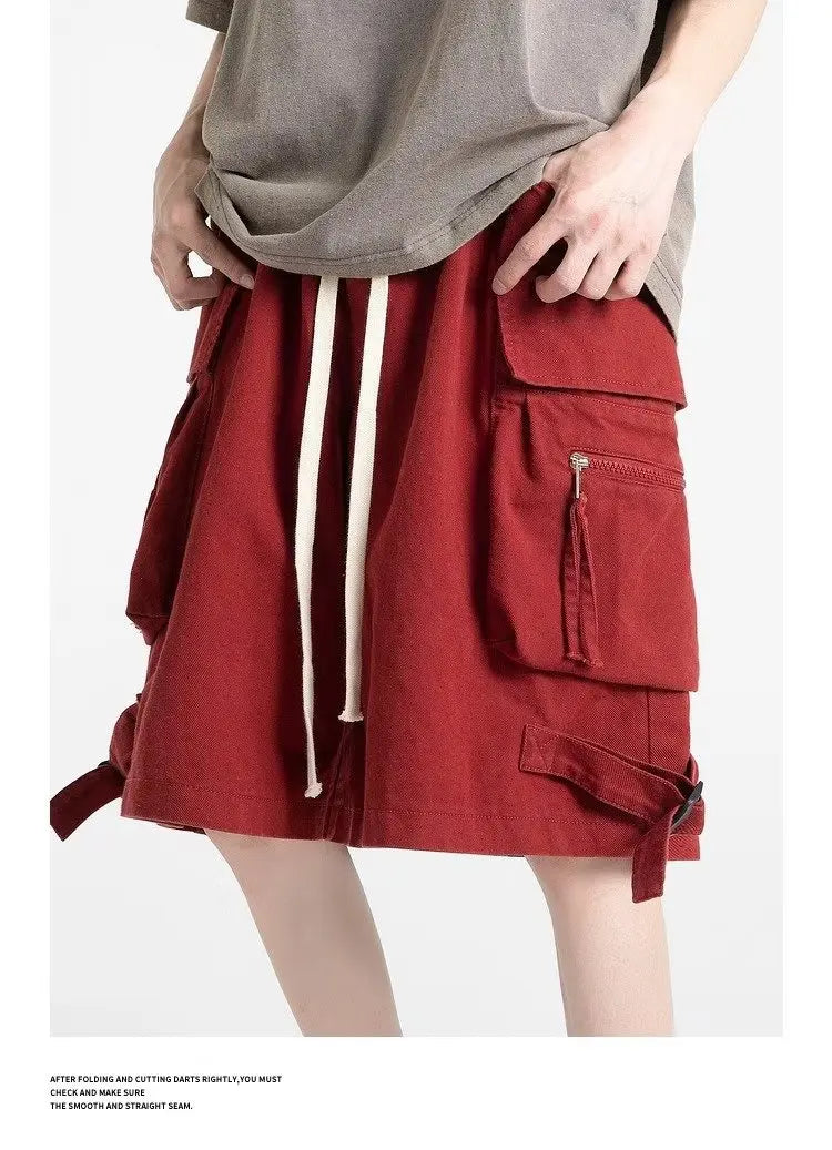 Mens Cotton Cargo Shorts Men Multi Pocket Solid Tactical Cargo