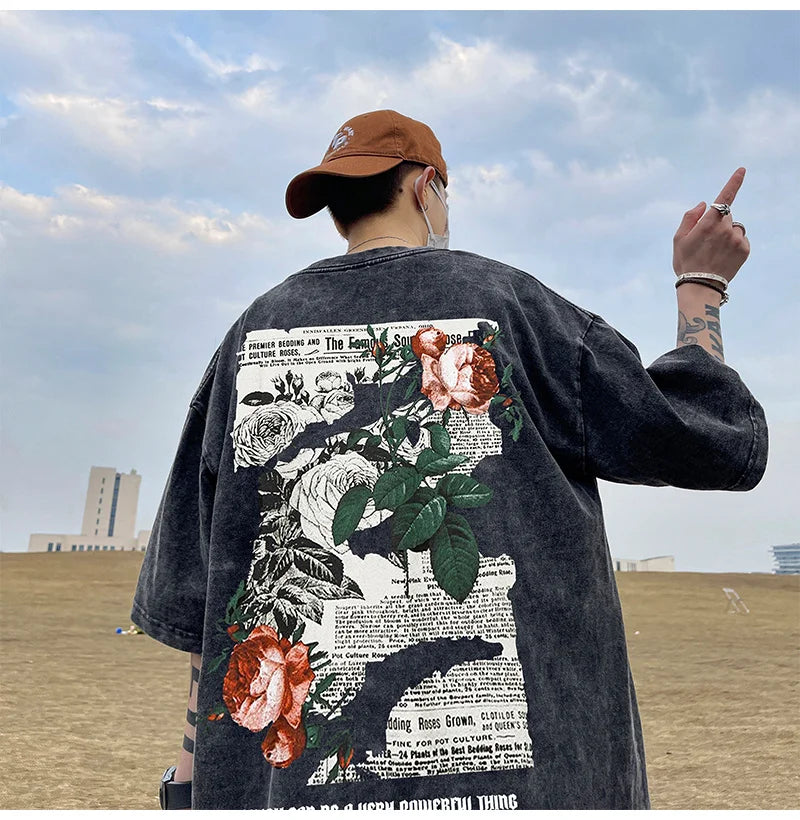 Y2k Vintage Anime – Rose Will Bloom All The Time Goth Letter Design Printed