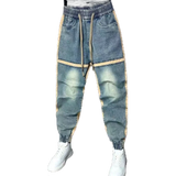 2024 new harem pants spliced cut bound feet jeans hip hop streetwear brand men clothing washed blue denim pants for men unique jeans style 1932