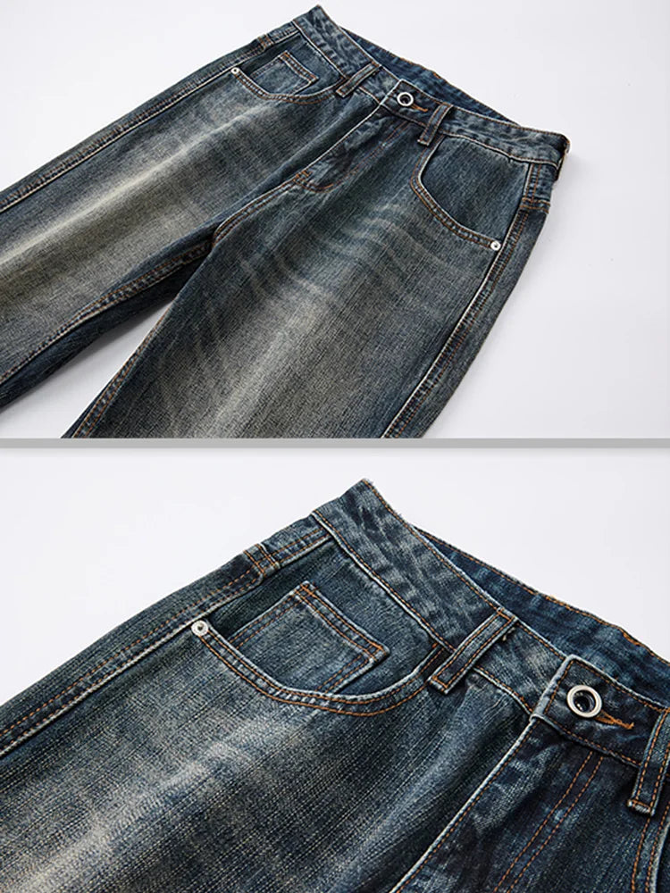 mens plus size retro fashion streetwear loose casual micro flared denim pants jeans cityboy jeans trousers 28 40 unique jeans style 2706
