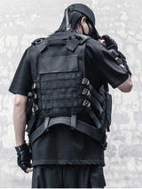 hip hop sleeveless vests mesh adjustment cargo waistcoat with pockets zipper military jacket streetwear tactical vest sweatsh - variant style 393cec for streetwear fashion