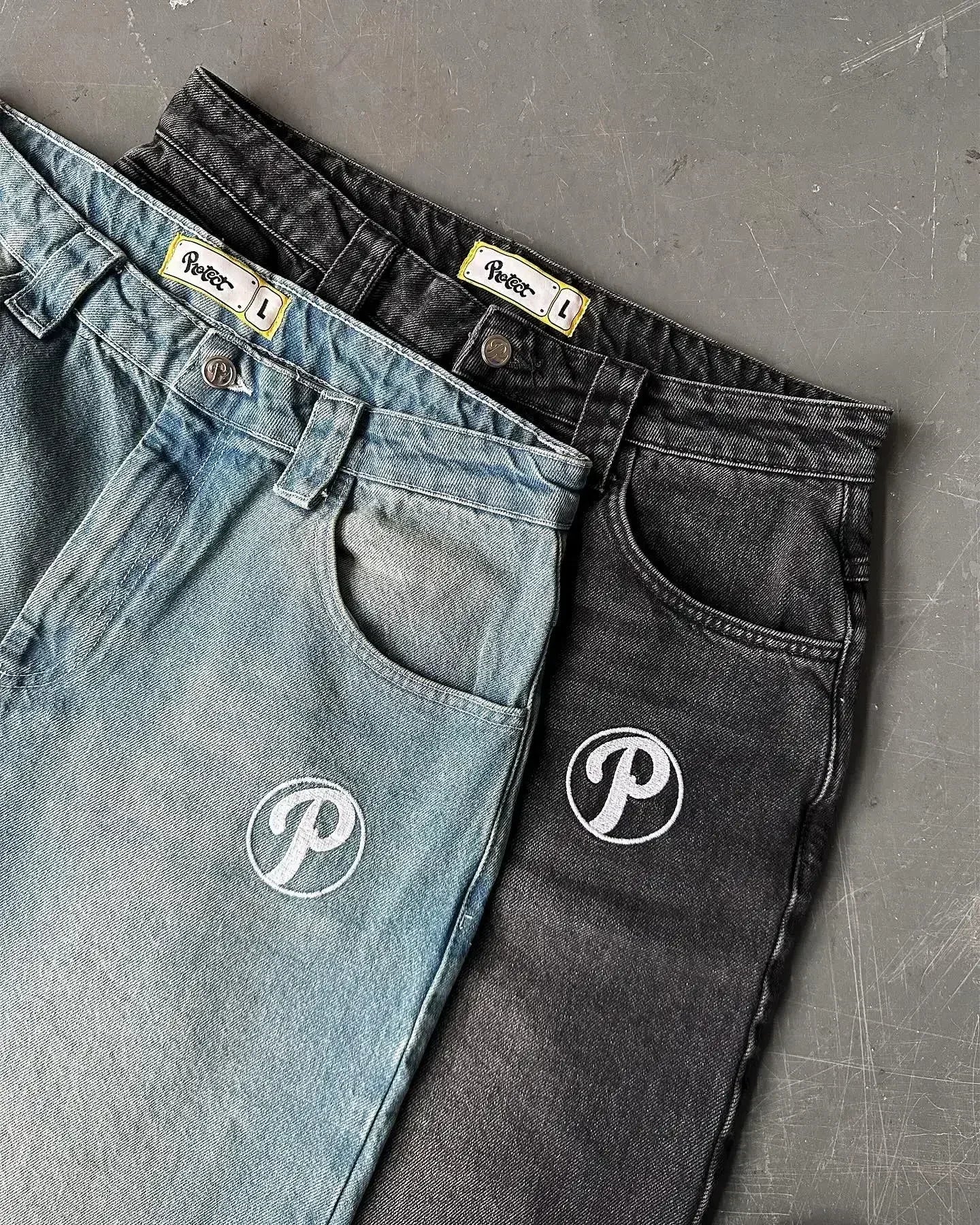 baggy jeans men and women retro harajuku hip hop high waist wide leg trouser y2k new protect jeans letter embroidery washed blue denim street jeans