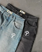 baggy jeans men and women retro harajuku hip hop high waist wide leg trouser y2k new protect jeans letter embroidery washed blue denim street jeans